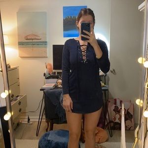 Navy Blue Windsor suede dress